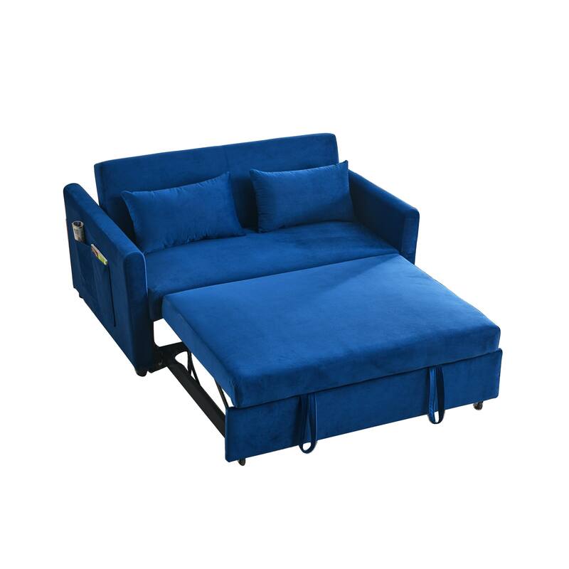 54"Convertible Sofa Bed, Velvet Sleeper Couch PullOut Bed Bed Bath